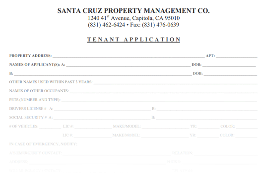 Tenant Application